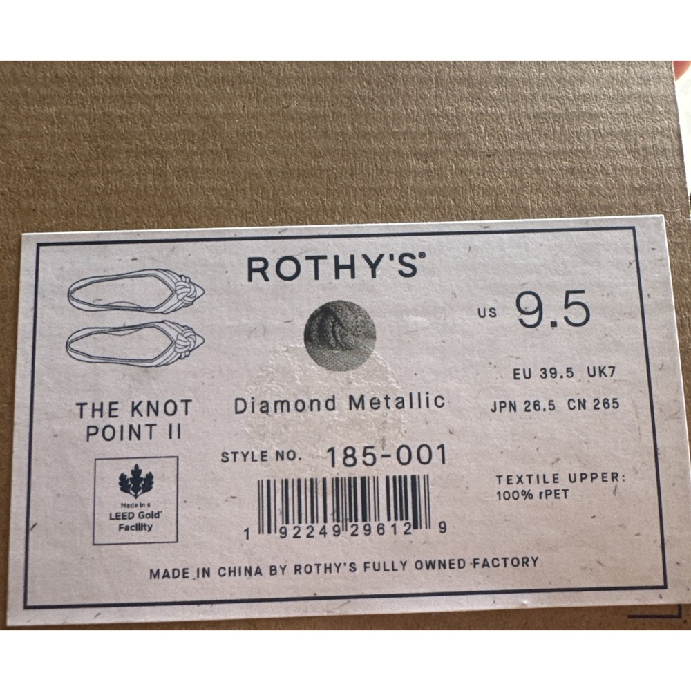 Rothy's The Knot Point II Women's Size 9.5 Diamond Metallic 185-001 - Picture 6 of 6